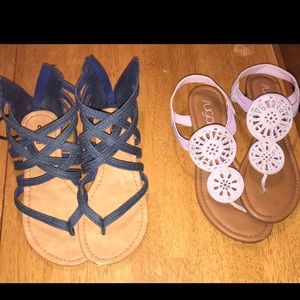Sandals (7) dark denim/lavender both pair/$10
